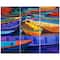 Designart - Boats at sunset - Nautical Painting Print on Wrapped Canvas set